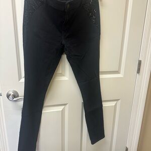 EXPESS - Elegant Black Women's Jeans- w/ sequin edge & pockets Size 12